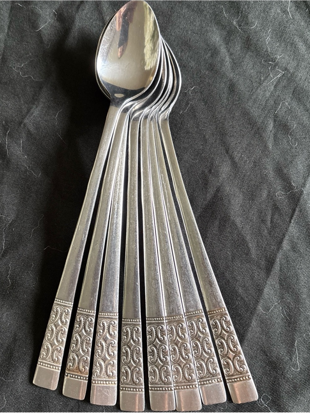 8 Stanley Roberts Rogers “Casa Vista” stainless iced tea spoons long handle 1976